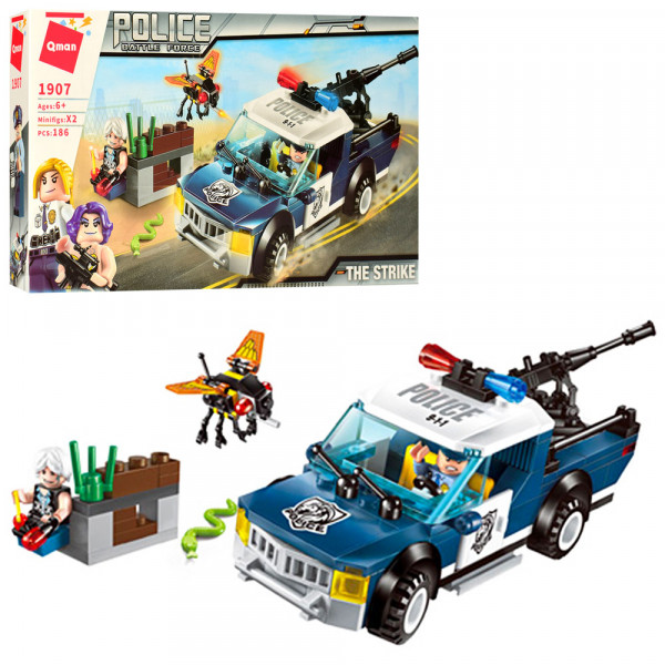 Конструктор Qman 1907 Полицейская машина, фигурки, 186 деталей