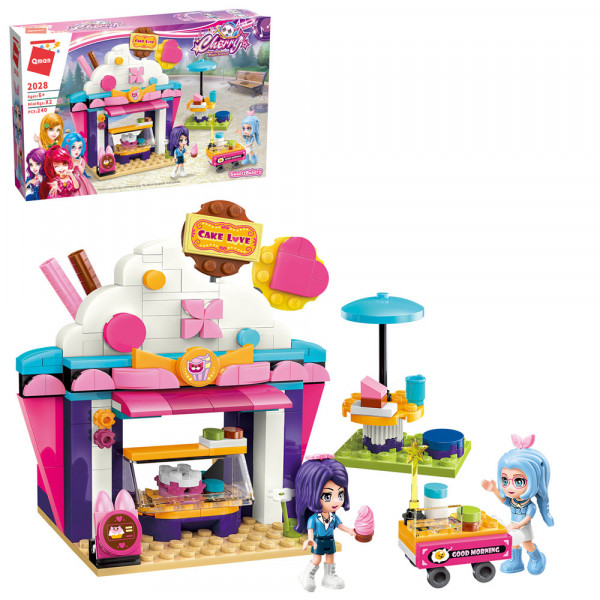 Конструктор Qman 2028 Кафе-кондитерская, тележка, фигурки, 240 деталей