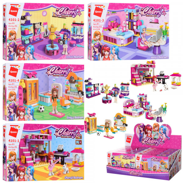 Конструктор Qman 4101 Комната, мебель, фигурка, от 116 деталей