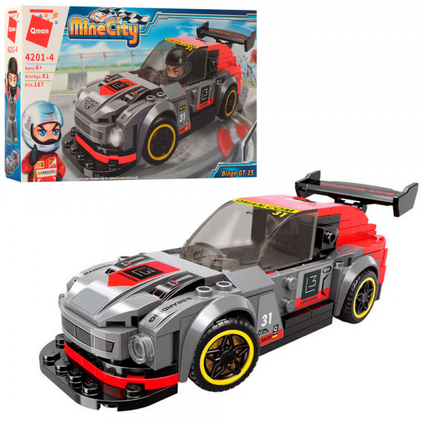 Конструктор Qman 4201-4 Гонка, машинка, фигурка, 187 деталей