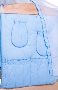 Детское постельное белье Qvatro Ellite Мишка сидит с бутылочкой, голубой, постельный комплект: 8 элементов