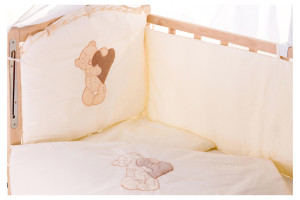 Детское постельное белье Qvatro Ellite Мишка стоит с сердцем, бежевый, постельный комплект: 8 элементов