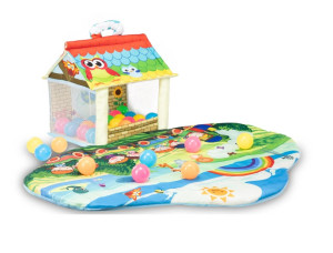 Развивающий коврик Lionelo Imke Plus, дуга с игрушками, с домиком, 30 шариков