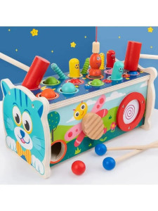 Развивающая игрушка Ксилофон-стучалка-рыбалка Котик, дерево