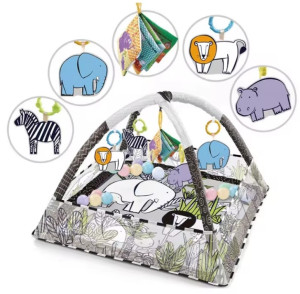 Развивающий коврик 4Play Safari, манеж, шарики и дугой, 80х80х55см