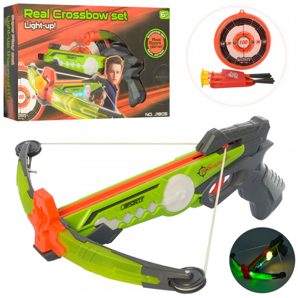 Арбалет с мишенью Real Crossbow set, стрелы на присосках, световые эффекты
