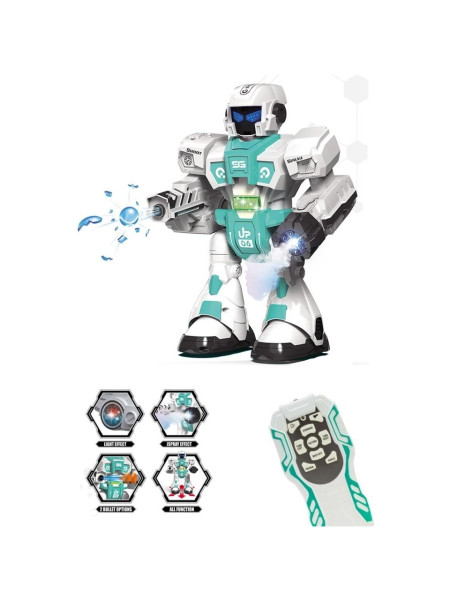 Робот на радиоуправлении, звук/свет, ходит, стреляет орбизами и пускает пар