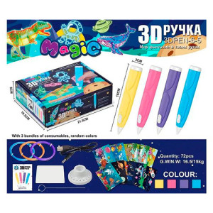 Ручка 3D Y9919, USB шнур, 2 цвета пластика, карточки, 17см