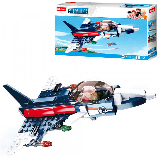 Конструктор SLUBAN M38-B0667F Самолет, фигурка, 134 дет