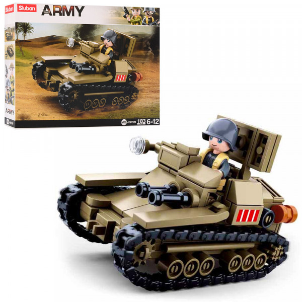 Конструктор SLUBAN M38-B0709 Военный, танк, фигурка, 183 дет