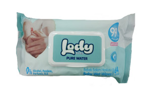Влажные салфетки Lody Baby Wet Wipes Pure Water, с клапаном, 64шт.