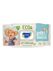 Влажные салфетки Солнце и Луна Eco Витаминные, с клапаном, 120шт