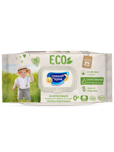 Влажные салфетки Солнце и Луна Eco Нежная ромашка, с клапаном, 72шт