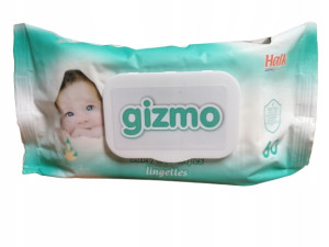 Салфетки влажные Gizmo baby, с клапаном, 60шт