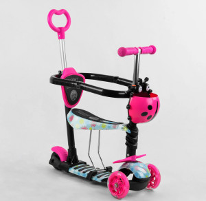 Самокат трехколесный Best Scooter S Божья коровка Абстракция, с бампером, трансформер