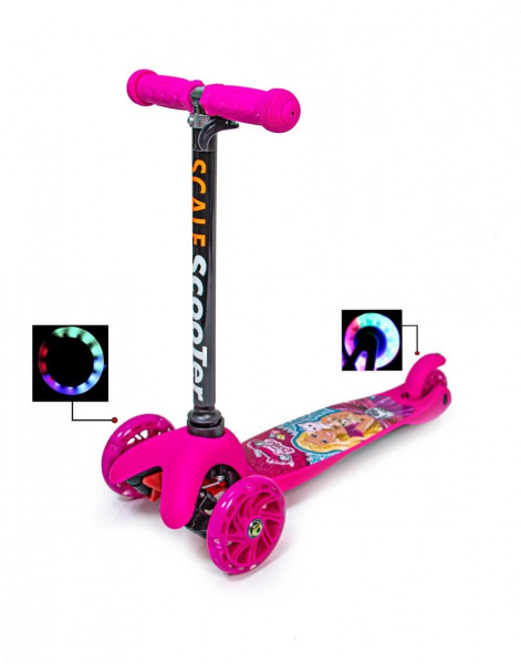 Самокат детский Scooter Scale MINI Print Стикер, трехколесный, светящиеся колеса