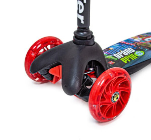 Самокат детский Scooter Scale MINI Print Стикер, трехколесный, светящиеся колеса