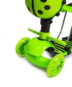 Самокат трехколесный Scooter New Божья коровка 5 в 1, с корзинкой, сиденьем и родительской ручкой