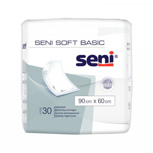 Одноразовые пеленки Seni Basic (90х60 см), впитывающие, количество в ассортименте