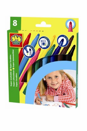 Детские смывающиеся маркеры SES Разноцветный мир, набор для рисования, 8 цветов