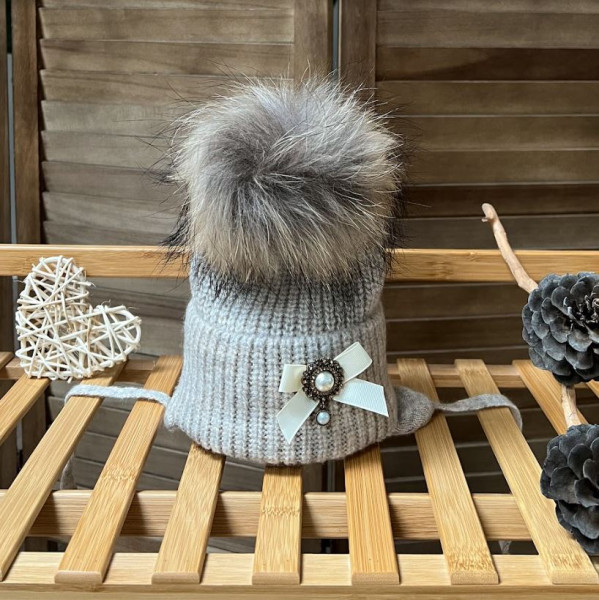 Шапка для девочки зимняя Fashion Kids Яся, на флисовой подкладке, 9-24м