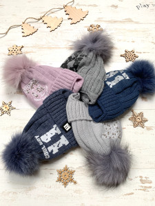 Шапка детская Kraft 2189 с помпоном, 18м+