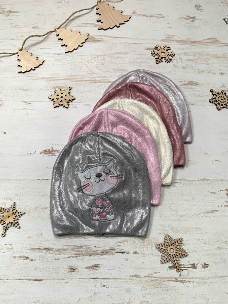 Шапка для девочек Kraft Кисонька 2320 с вышивкой, 3-5 лет