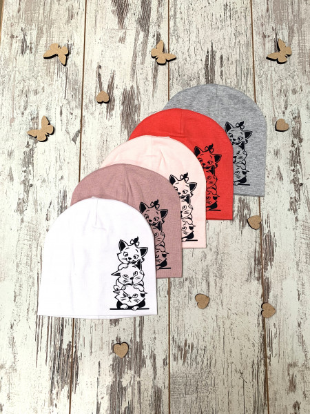 Шапка для девочек Kraft Котята, двойной трикотаж, 18 м - 3 лет