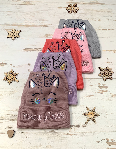 Шапка для девочек Kraft Meow Princess, с подсветкой, 5-8 лет