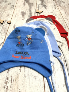 Шапка детская на завязках Lets go, трикотаж, для мальчика