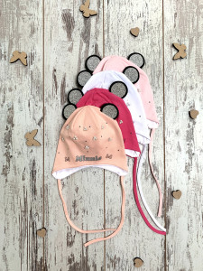 Шапка детская на завязках Minnie, трикотаж, для девочки