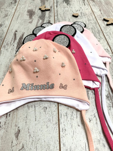 Шапка детская на завязках Minnie, трикотаж, для девочки