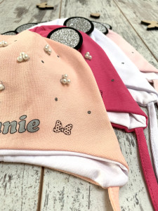 Шапка детская на завязках Minnie, трикотаж, для девочки