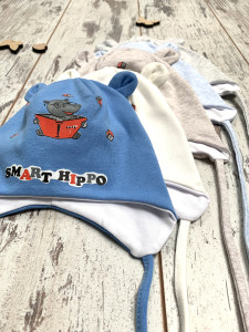 Шапка детская на завязках Smart Hippo, трикотаж, для мальчика