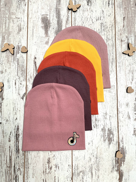 Шапка для девочек TikTok, двойной рубчик, 5-10 лет