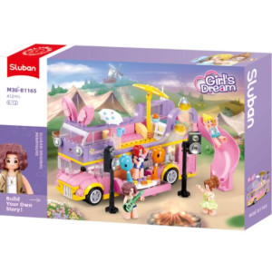 Конструктор SLUBAN B1165 Girls Dream, Музыкальный дом на колесах, 412 деталей