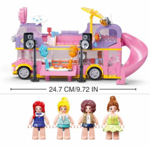 Конструктор SLUBAN B1165 Girls Dream, Музыкальный дом на колесах, 412 деталей