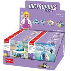 Конструктор SLUBAN B1212 Metropolis, Ветеринарная клиника, от 78 до 117 деталей