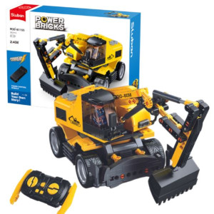 Конструктор SLUBAN лего B1155 Power Bricks, Колесный экскаватор на р/у, 353 детали