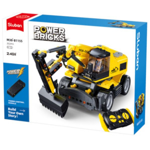 Конструктор SLUBAN лего B1155 Power Bricks, Колесный экскаватор на р/у, 353 детали