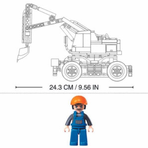 Конструктор SLUBAN лего B1155 Power Bricks, Колесный экскаватор на р/у, 353 детали