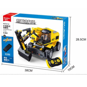 Конструктор SLUBAN лего B1155 Power Bricks, Колесный экскаватор на р/у, 353 детали