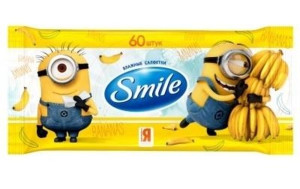 Салфетки влажные SMILE, без клапана, в ассортименте, 60шт.