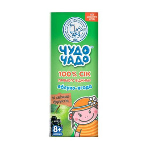 Сок детский Чудо-Чадо Яблоко-черная рябина, прямой отжим, 8m+, 200мл