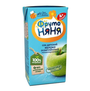 Сок детский ФрутоНяня Яблоко осветленный, 4m+, 200мл