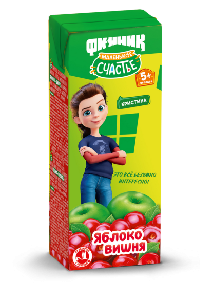 Сок детский Маленькое счастье Финник, яблоко-вишня, 5m+, 200мл