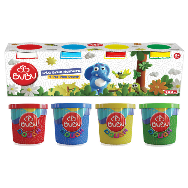 Тесто для лепки BUBU Play Dough, в баночке, 4 шт