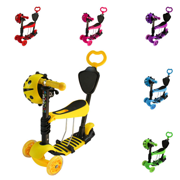 Самокат Tilly BT-KS-0125 Божья коровка, с сиденьем, с родительской ручкой