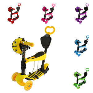 Самокат Tilly BT-KS-0125 Божья коровка, с сиденьем, с родительской ручкой