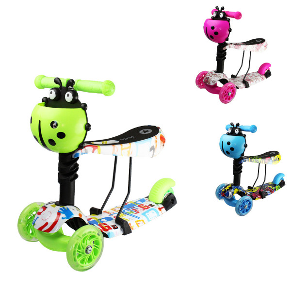 Самокат Tilly BT-KS-0130, трехколесный с сиденьем и багажной корзиной